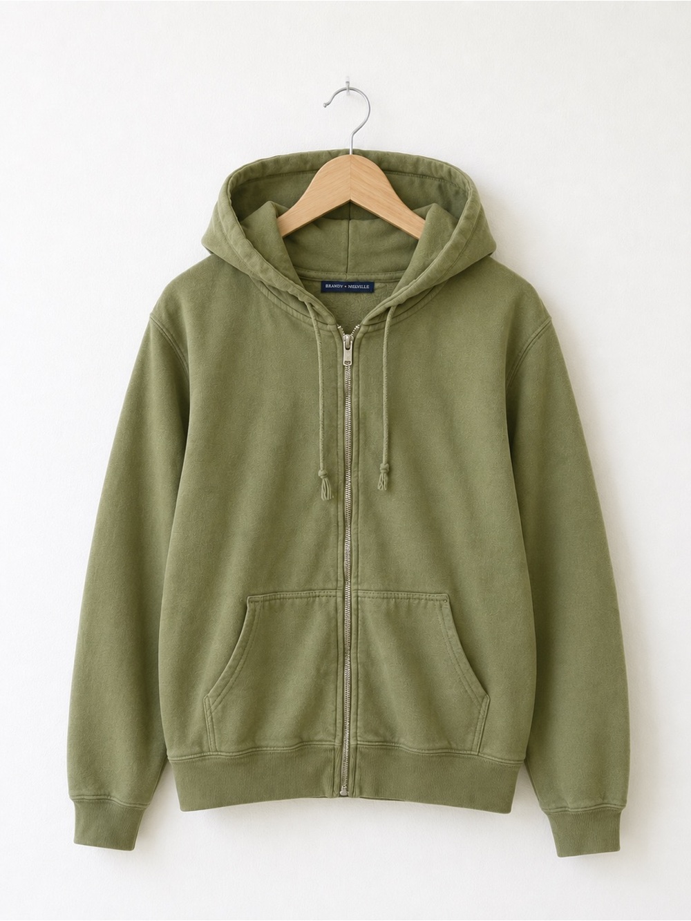 Brandy Melville Olive Zip-Up Hoodie